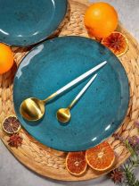 Тарелка обеденная, керамика, 26 см, круглая, Stone Turquoise, Domenik, DMD051, синяя