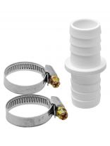 Штуцер для сливных шлангов, 22х22 мм, с хомутами, индивидуальная упаковка, MasterProf