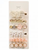 Набор заколок 7х2х17.5 см, 6 шт, металл, резина, розовый, A110115