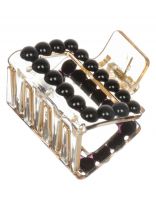 Заколка 5 см, пластик, квадртаная с жемчугом, A110110