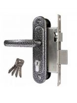 Замок врезной Омега, ЗВ7.02, 00-00000604, ручка в комплекте, цилиндровый, серебро