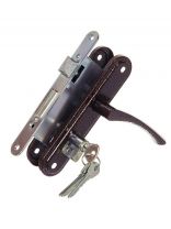 Замок врезной Омега, ЗВ7, 00-00000591, ручка в комплекте, цилиндровый, медный