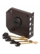 Замок накладной дверной, Эльбор, ReX 2.14, 5306, сувальдный, 5 ключей, универсальный, антик медь