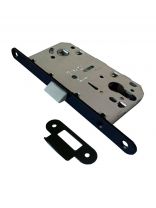 Защелка врезная, Trodos, SD600ET, 202213, язычок пластиковый, с фиксатором, с фиксацией, под цилиндр, черный матовая