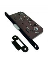 Защелка врезная, Trodos, CD600WC, 202212, язычок пластиковый, с фиксацией, под пов. ручку, черный матовая