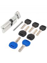 Личинка замка двери Аллюр, DL-02 80 СP, 6 758, 80 мм, хром, 5+2 перфоключей, с перекодировкой