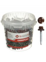 Саморез кровельный, диаметр 4.8х38 мм, 250 шт, шоколадно-коричневый, банка, Bartex