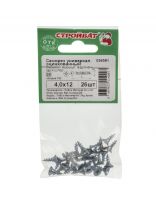 Саморез универсальный, диаметр 4х12 мм, 26 шт, оцинкованный, Стройбат, 36581