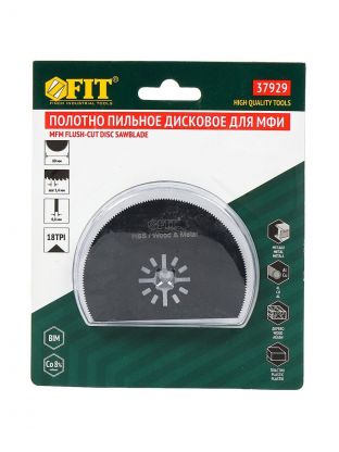 Полотно пильное 18 TPI, для МФИ, фрезер., диск., прям., d80 мм, шаг 1,4 мм, Bi-metall Co 8%, блистер, Fit, Bi-metall Co 8%, 37929