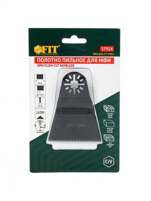 Полотно пильное 14 TPI, для МФИ, шлиф., ступенчатое, 68х0,6 мм, шаг 1,8 мм, блистер, Fit, CrV сталь, 37914