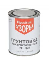 Грунтовка алкидная, Русские узоры, ГФ-21, быстросохнущая, для внутренних и наружных работ, серая, 0.8 кг