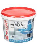 Краска водно-дисперсионная, Ореол, Дисконт, полиакриловая, универсальная, моющаяся, влагостойкая, матовая, белая, 1.5 кг