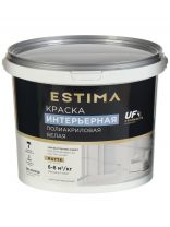 Краска водно-дисперсионная, Estima, полиакриловая, интерьерная, матовая, белая, 6.5 кг