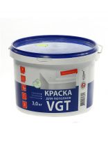 Краска водно-дисперсионная, VGT, акриловая, для потолков, матовая, белоснежная, 3 кг