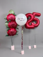 БУКЕТ ШАРОВ "РОЗА КРАСНАЯ"  С ГЕЛИЕМ
