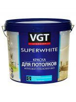 Краска водно-дисперсионная, VGT, акриловая, для потолков, матовая, супербелая, 1.5 кг