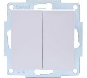 Выключатель Двойной Lezard Vesna 742-0288-101 Белый, Пластик / Лезард