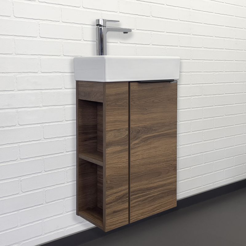 COMFORTY. Тумба-умывальник "Матэ-40" дуб тёмно-коричневый с раковиной COMFORTY 9140