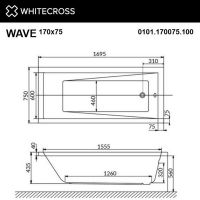 Акриловая ванна WHITECROSS Wave 170x75 с аэромассажем схема 24