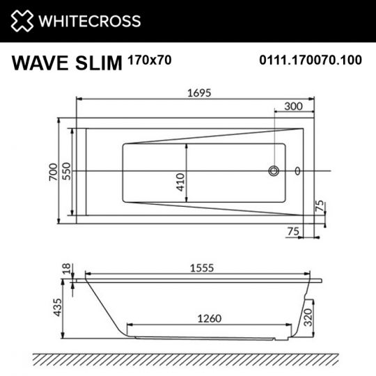 Гидромассажная ванна WHITECROSS Wave Slim 170x70 схема 12