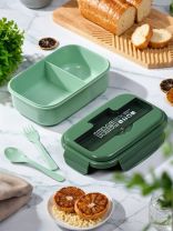 Контейнер ланч-бокс пластик, 1.2 л, 20х13х8 см, зеленый, прямоугольный, Y4-8671