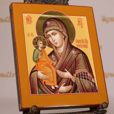 Рукописная икона Троеручица образ Богородицы 17х21см (нимб сусальное золото с ковчегом)