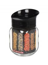 Банка для сыпучих продуктов, стекло, 0.65 л, с пластиковой крышкой-дозатором, 00875-00001, черная