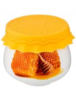 Банка для меда и варенья, фарфор, 0.18 л, с крышкой, с силиконовой крышкой, Lefard, Соты, 359-565