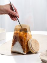 Банка для сыпучих продуктов, стекло, 0.9 л, 10х10х15 см, с крышкой, Daniks, Кельн, Y4-11004