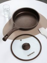 Сковорода литой алюминий, 26 см, антипригарное покрытие, Kukmara, Stella, мокко, крышка стекло, ссм261а