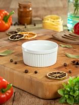 Кокотница керамика, 9.4 см, круглая, белая, Y6-10196/Y4-9186