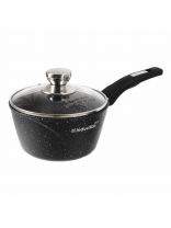 Ковш алюминий, антипригарное покрытие, 1.7 л, крышка стекло, бакелитовая ручка, Мечта, Гранит black Induction Pro, 82802И