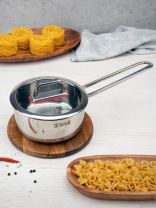 Ковш нержавеющая сталь, 0.9 л, крышка стекло, ручка нержавеющая сталь, индукция, Taller, Тенденси, 17271