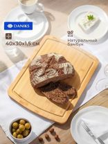 Доска разделочная бамбук, 40х30х1.5 см, прямоугольная, Daniks, H-1765