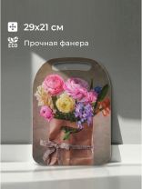 Доска разделочная дерево, 29х21х0.6 см, с ручкой, К-83