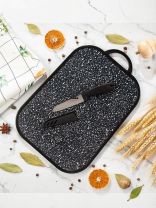 Доска разделочная пластик, с ножом, 37х25 см, с ручкой, в ассортименте, прямоугольная, Камень, Y4-7877