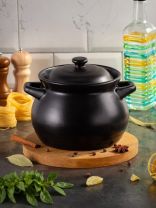 Кастрюля для запекания керамика, 2.7 л, крышка керамика, 16х23 см, Y6-10259/Y4-9184, черная