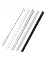 Трубочка для коктейля 1 ершик, стекло, 0,8х20 см, 4 шт, разноцветная, Y4-7297