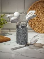 Набор кухонных принадлежностей 7 предметов, силикон, на подставке, Мрамор, Y4-7672