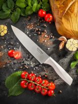 Нож кухонный Daniks, Латте, шеф-нож, нержавеющая сталь, 20 см, рукоятка пластик, YW-A383-CH