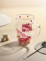 Кружка стекло, 350 мл, Оптик сухоцветы розовые, двойные стенки, Y4-9726