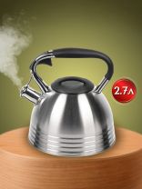 Чайник нержавеющая сталь, 2.7 л, со свистком, матовый, ручка с силиконовым покрытием, Daniks, индукция, PR-2201