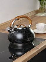 Чайник нержавеющая сталь, 3 л, со свистком, глянец, RasheL, индукция, черный, М-7908