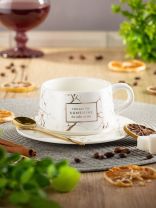 Чайная пара керамика, 2 предмета, на 1 персону, 220 мл, Daniks, Белый и черный мрамор, Y4-3201, в ассортименте