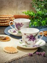 Набор чайный керамика, 4 предмета, на 2 персоны, 220 мл, Лавандовое поле, Y6-10234/B060090, подарочная упаковка, микс