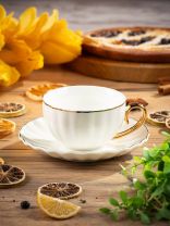 Чайная пара керамика, 2 предмета, на 1 персону, 200 мл, Зефир золотой отвод, Y6-10142/B060042