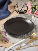 Тарелка десертная, керамика, 20 см, круглая, Крафт, Daniks, A0017Y101, черная