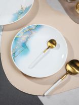 Тарелка десертная, стеклокерамика, 19 см, круглая, Флюид, Daniks, синяя