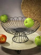 Ваза для фруктов, металл, на ножке, 32х15 см, Y4-7655, черная