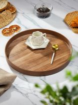 Поднос пластик, 32 см, круглый, коричневый, Y4-8590